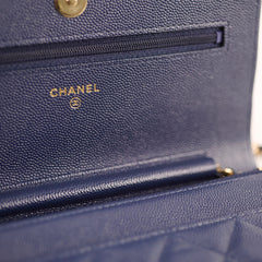 Chanel Caviar Wallet On Chain WOC Navy Series 29