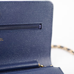 Chanel Caviar Wallet On Chain WOC Navy Series 29