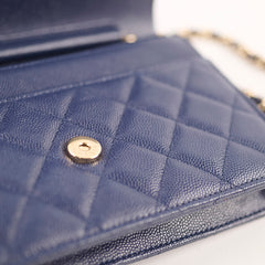 Chanel Caviar Wallet On Chain WOC Navy Series 29