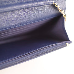 Chanel Caviar Wallet On Chain WOC Navy Series 29