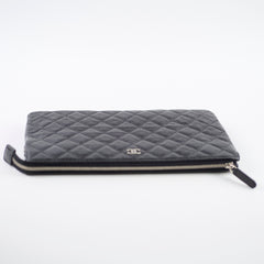 Chanel Double Zip Caviar Pouch Black SHW