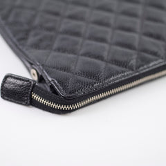 Chanel Double Zip Caviar Pouch Black SHW
