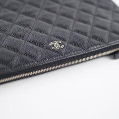 Chanel Double Zip Caviar Pouch Black SHW
