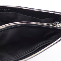 Chanel Double Zip Caviar Pouch Black SHW
