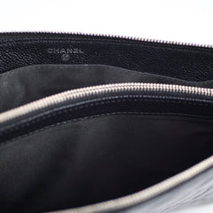 Chanel Double Zip Caviar Pouch Black SHW