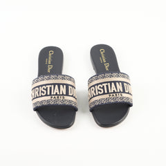 Christian Dior D-Way Slides Navy 34