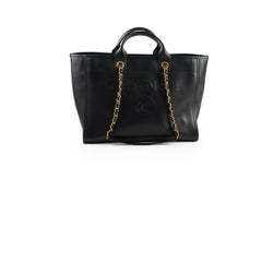 Chanel Deauville Large Leather Tote Black Series 31