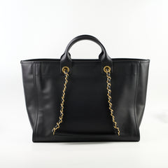 Chanel Deauville Large Leather Tote Black Series 31