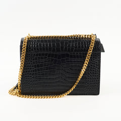 Saint Laurent Croc Embossed Sunset Medium Black