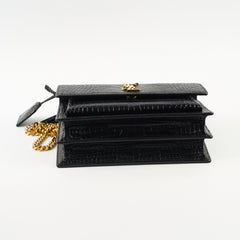 Saint Laurent Croc Embossed Sunset Medium Black