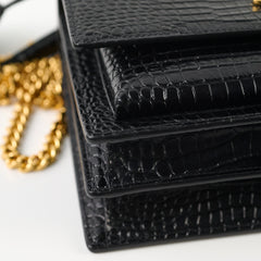 Saint Laurent Croc Embossed Sunset Medium Black