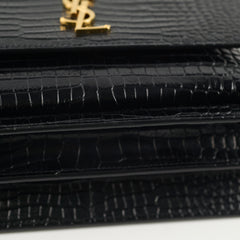 Saint Laurent Croc Embossed Sunset Medium Black