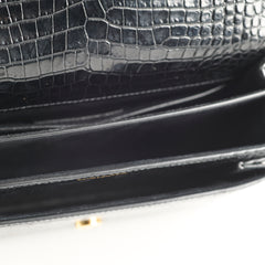 Saint Laurent Croc Embossed Sunset Medium Black