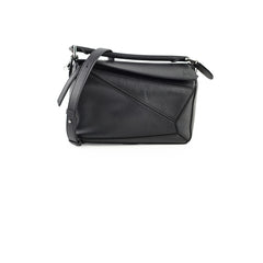 Loewe Small Puzzle Bag Black Silver Hardware