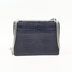 Saint Laurent Medium Sunset Croc Embossed Navy