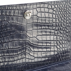 Saint Laurent Medium Sunset Croc Embossed Navy
