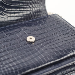 Saint Laurent Medium Sunset Croc Embossed Navy