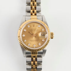 Rolex 26mm Datejust Twotoned Diamond Dial Watch