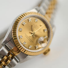 Rolex 26mm Datejust Twotoned Diamond Dial Watch