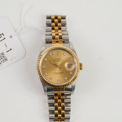Rolex 36mm Datejust Twotoned with Diamond Dial Watch