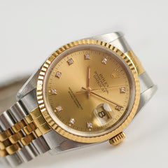 Rolex 36mm Datejust Twotoned with Diamond Dial Watch