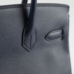 Hermes Birkin 30 Blue Nuit A Stamp PHW