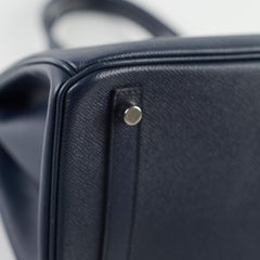 Hermes Birkin 30 Blue Nuit A Stamp PHW