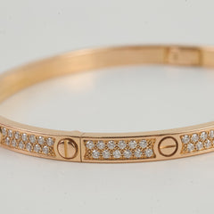 Cartier Love SM Pave Diamond Size 16 Pink Gold Bracelet 2024