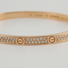 Cartier Love SM Pave Diamond Size 16 Pink Gold Bracelet 2024