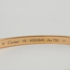 Cartier Love SM Pave Diamond Size 16 Pink Gold Bracelet 2024