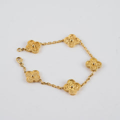Van Cleef & Arpels Vintage Alhambra 5 Motifs Bracelet Yellow Gold