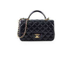 Chanel Top Handle Mini Rectangle Black Lambskin