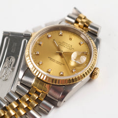 Rolex Datejust 36mm with Diamond Dial Watch Two Toned
