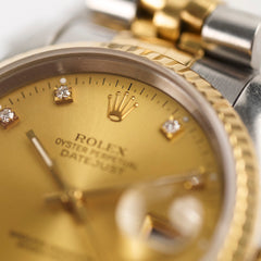Rolex Datejust 36mm with Diamond Dial Watch Two Toned
