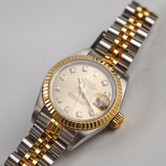 Rolex 26mm Datejust with Diamond Dial Watch Two Toned