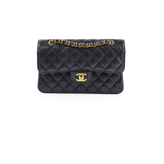 Chanel Caviar Small Double Classic Flap Black Microchipped