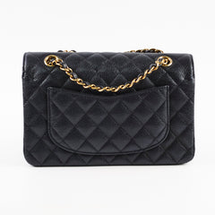 Chanel Caviar Small Double Classic Flap Black Microchipped