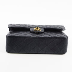 Chanel Caviar Small Double Classic Flap Black Microchipped