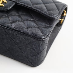 Chanel Caviar Small Double Classic Flap Black Microchipped