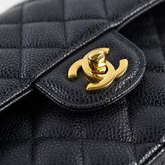 Chanel Caviar Small Double Classic Flap Black Microchipped