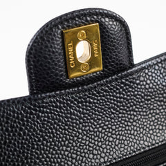 Chanel Caviar Small Double Classic Flap Black Microchipped
