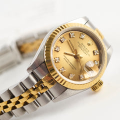Rolex 26mm Datejust with Diamond Dial Watch Two Toned