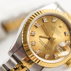 Rolex 26mm Datejust with Diamond Dial Watch Two Toned