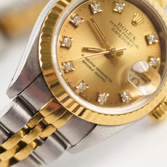 Rolex 26mm Datejust with Diamond Dial Watch Two Toned