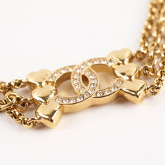 Chanel Crystal Heart CC Choker Gold Tone