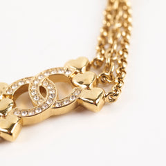 Chanel Crystal Heart CC Choker Gold Tone
