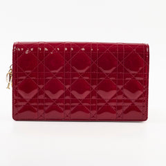 Christian Dior Patent Wallet On Chain Red