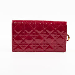 Christian Dior Patent Wallet On Chain Red