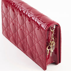 Christian Dior Patent Wallet On Chain Red