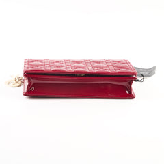 Christian Dior Patent Wallet On Chain Red